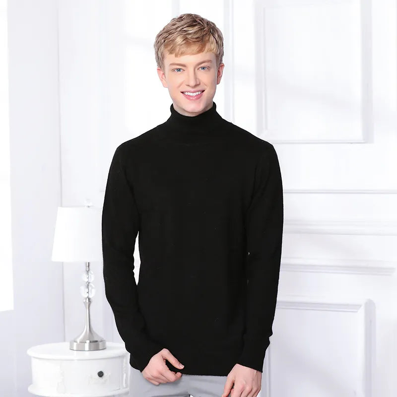 Men's Casual Warm Knitted Long Sleeve Turtleneck Sweater | Ideal for Autumn/Winter