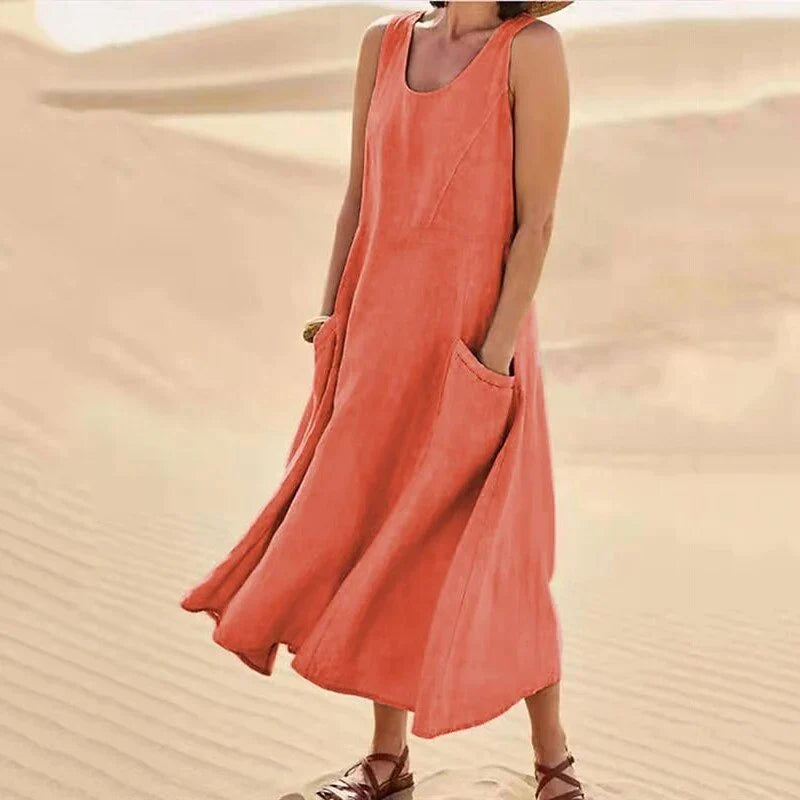 Variant image for Women's Casual Breathable Linen Dress with Flattering Cut-18