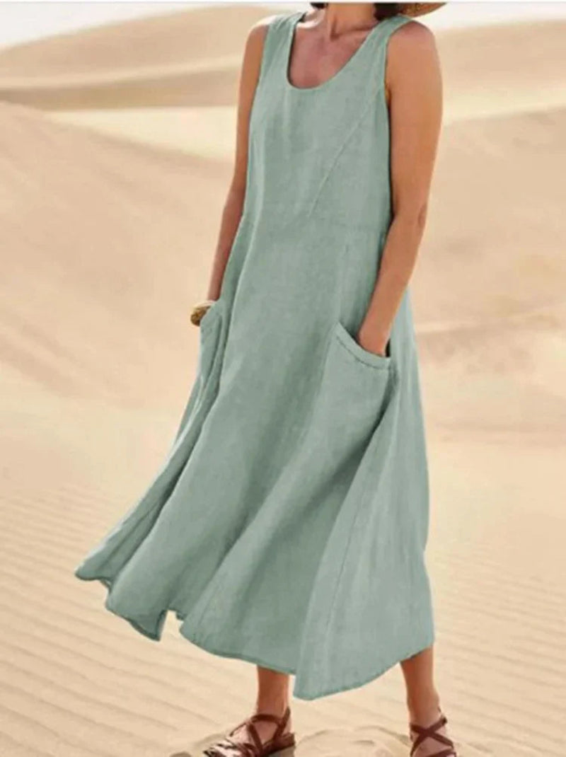 Variant image for Women's Casual Breathable Linen Dress with Flattering Cut-32