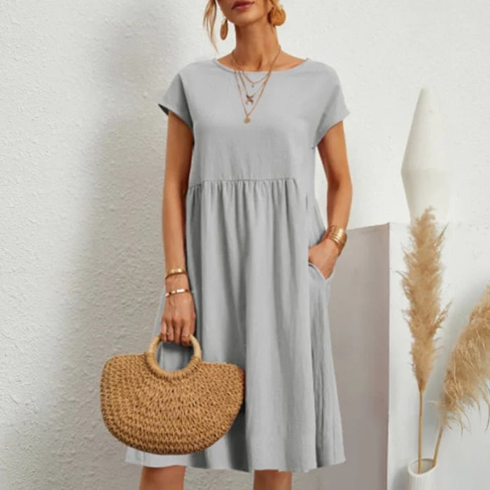 Variant image for Women's Timeless Cotton Summer Dress with Round Neckline-12