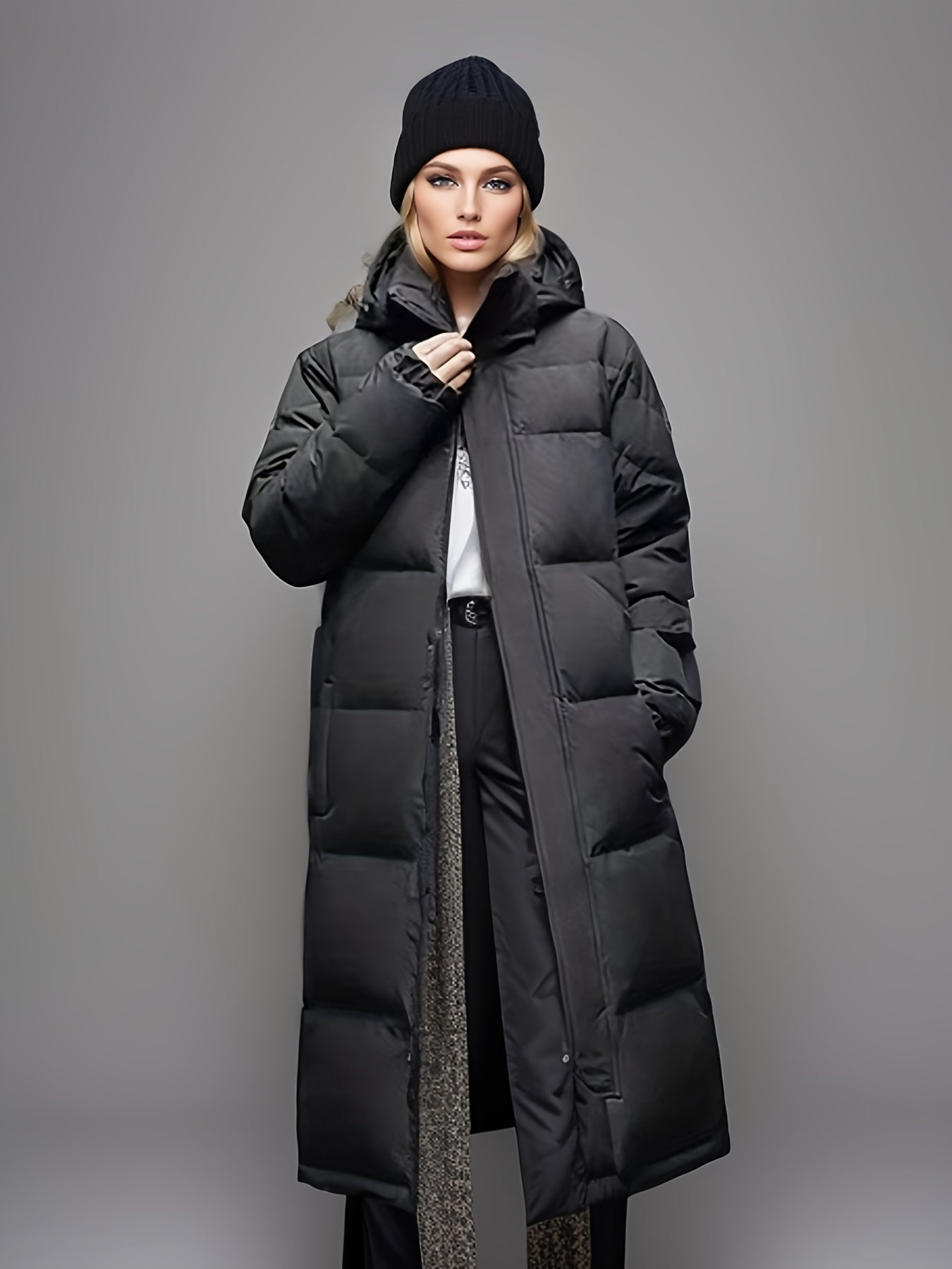 Women s Stylish Warm Long Padded Winter Down Coat with Hood Ideal for Autumn Winter