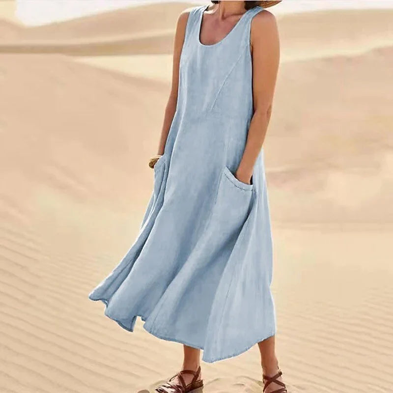 Women's Casual Breathable Linen Dress with Flattering Cut-1