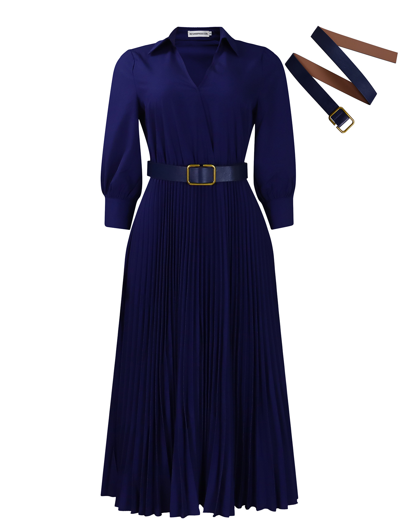 Casual cotton Button Front Pleated Long Sleeve Formal Dress for Women | Ideal for Spring