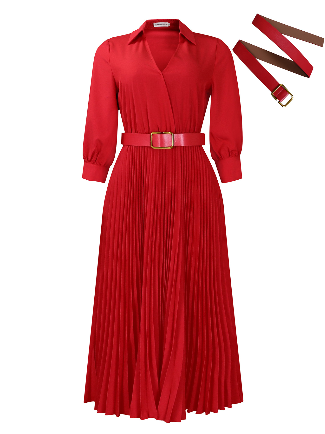 Casual cotton Button Front Pleated Long Sleeve Formal Dress for Women | Ideal for Spring