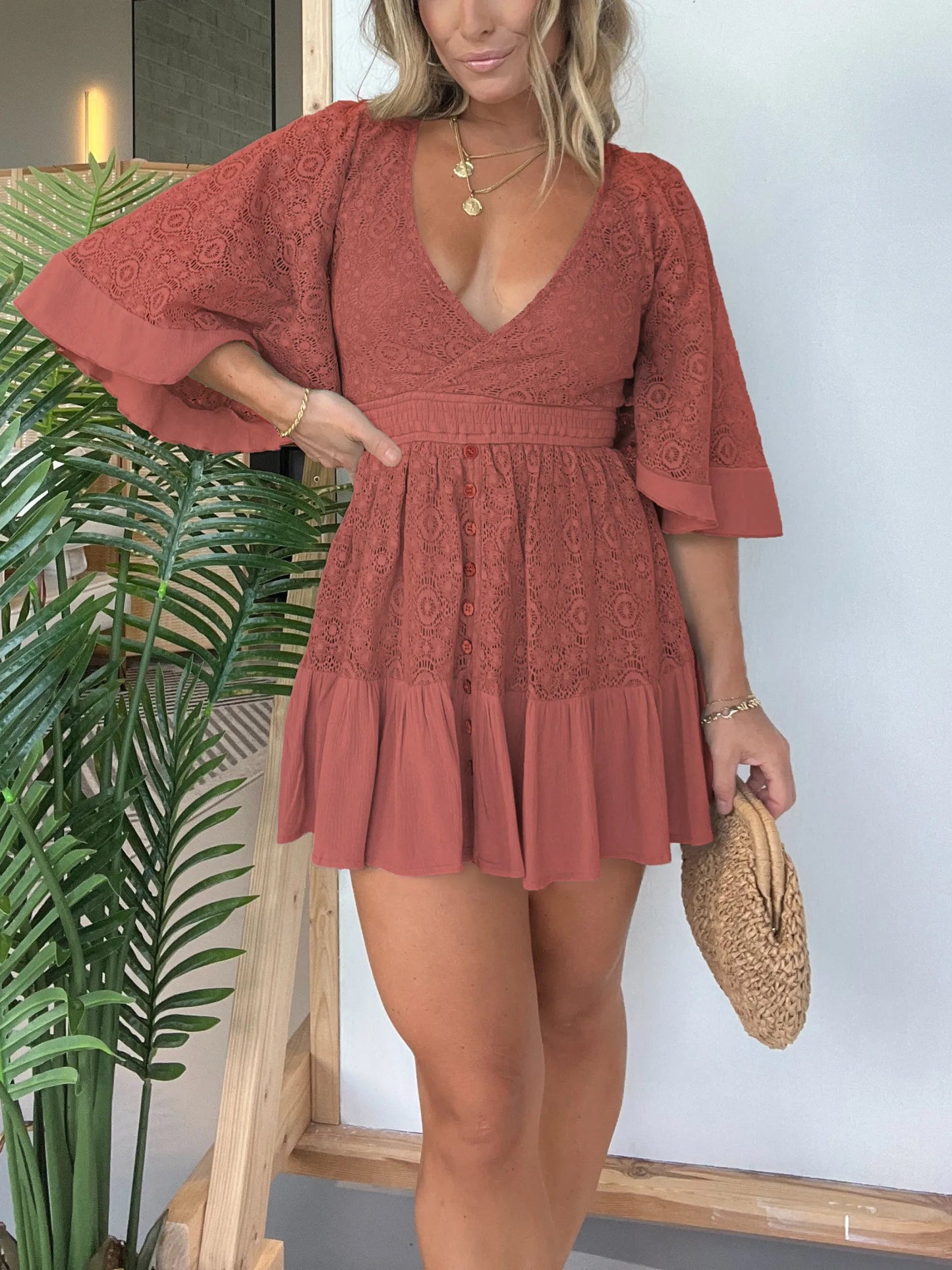 Twila - Elegant Lace Crochet Dress for Women