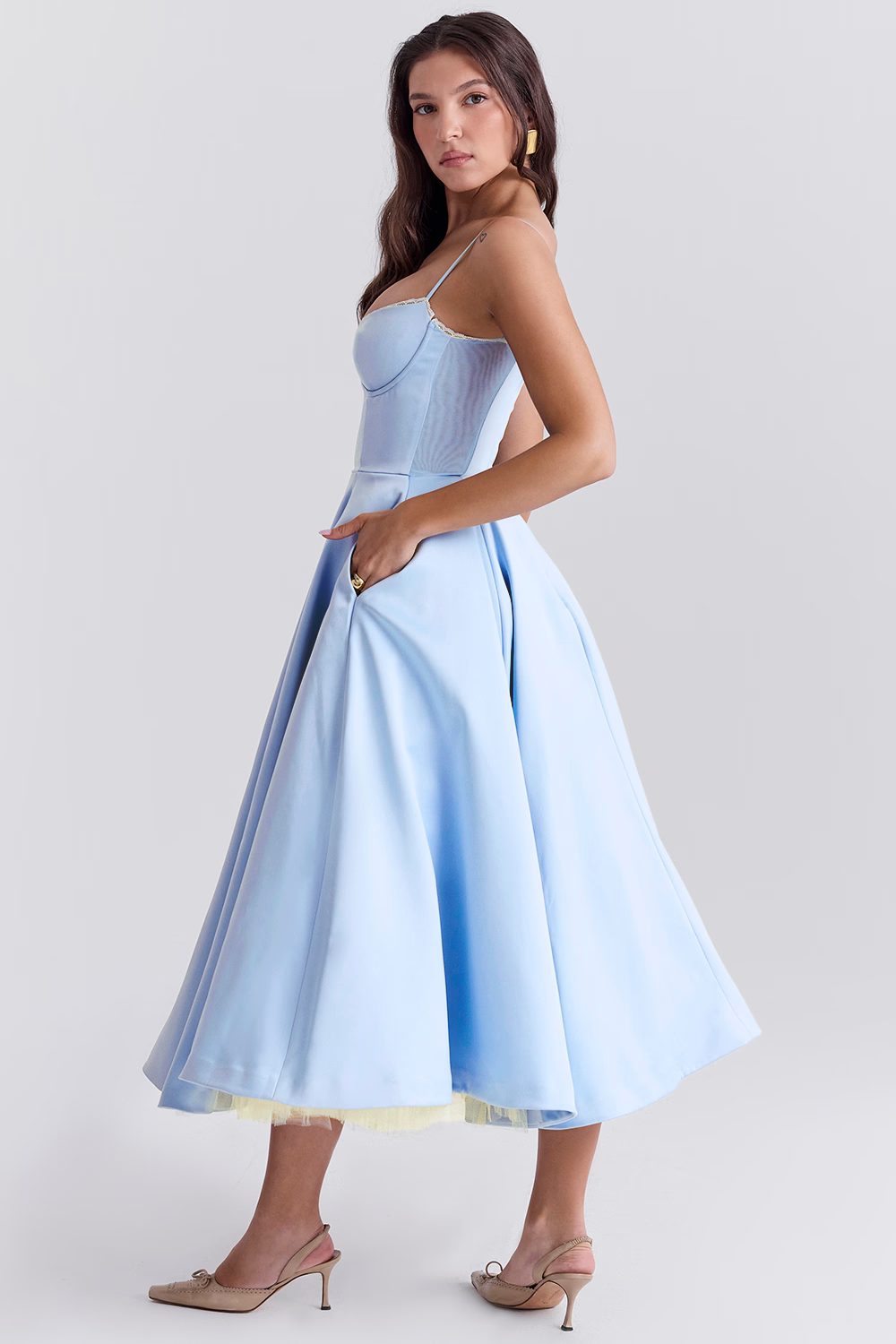 Annesley - Tulle Cocktail Midi Dress for Women