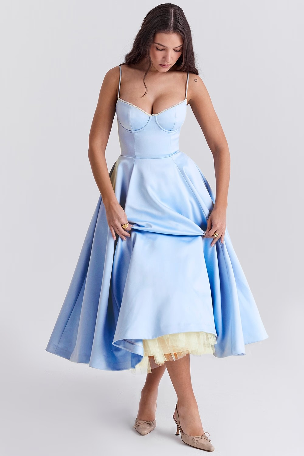 Annesley - Tulle Cocktail Midi Dress for Women