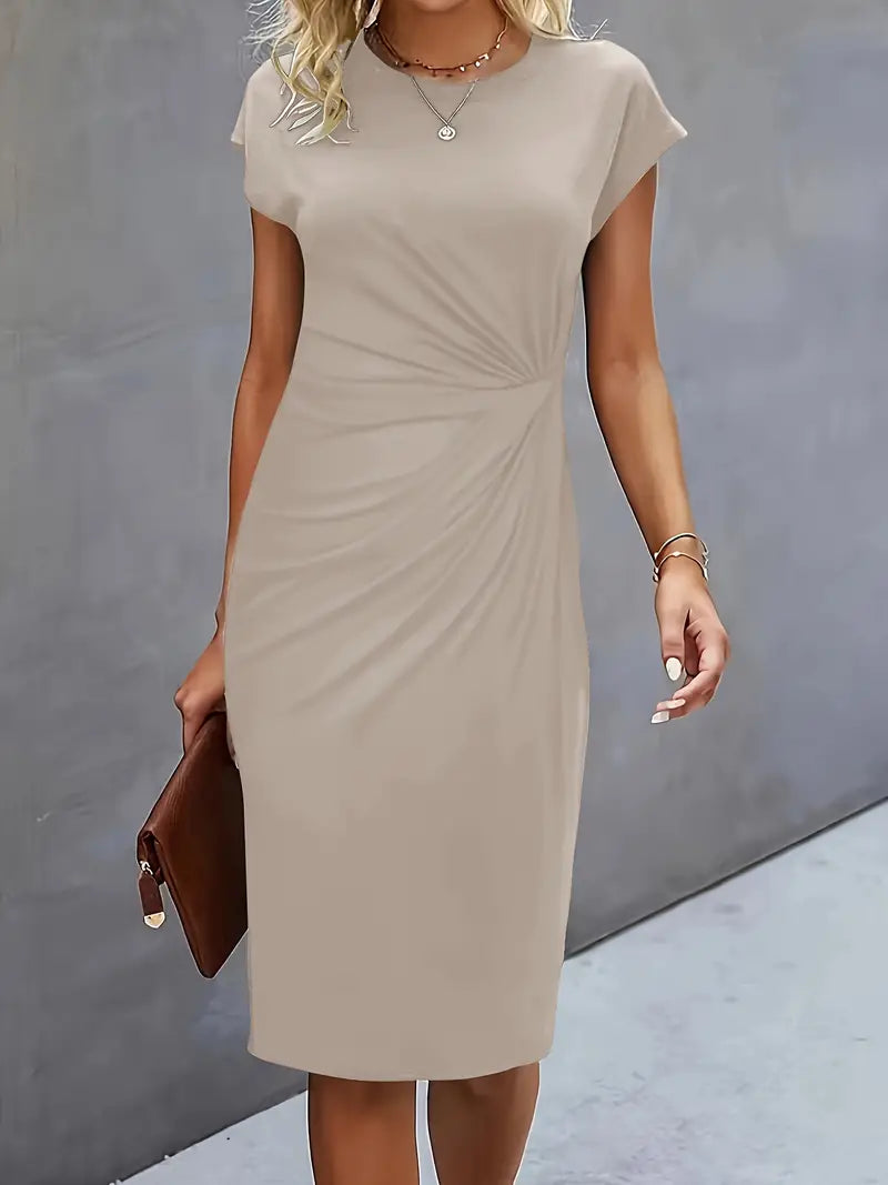 Variant image for Women's Elegant Lightweight Midi Dress with Circular Neckline in Black-24