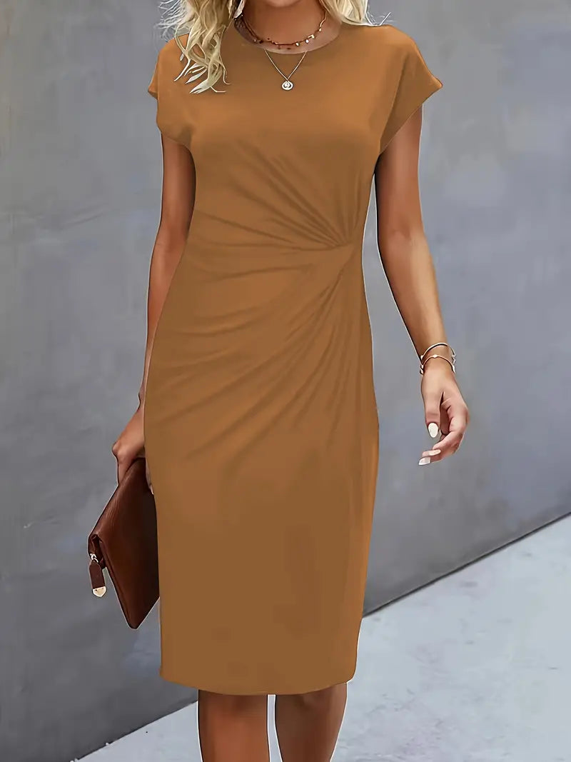 Variant image for Women's Elegant Lightweight Midi Dress with Circular Neckline in Black-19