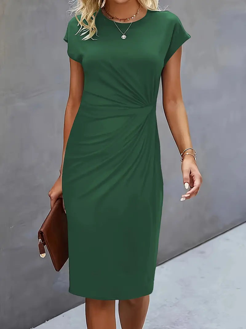 Variant image for Women's Elegant Lightweight Midi Dress with Circular Neckline in Black-25