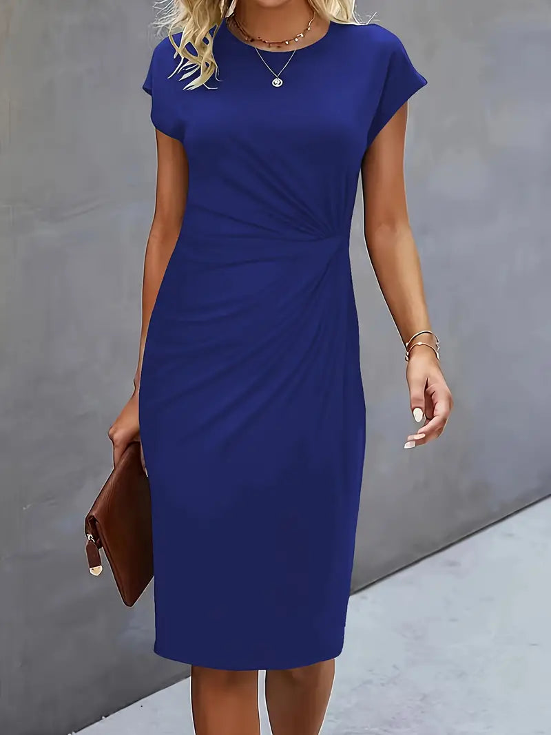 Variant image for Women's Elegant Lightweight Midi Dress with Circular Neckline in Black-12