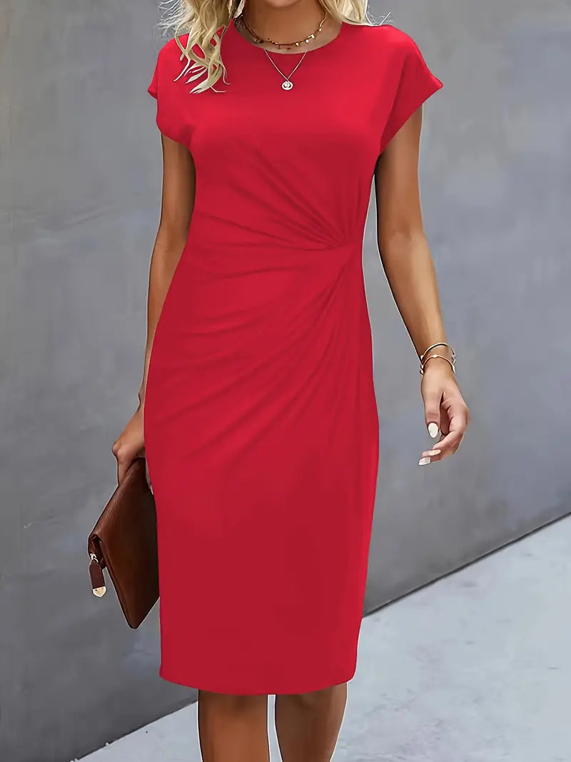 Variant image for Women's Elegant Lightweight Midi Dress with Circular Neckline in Black-6