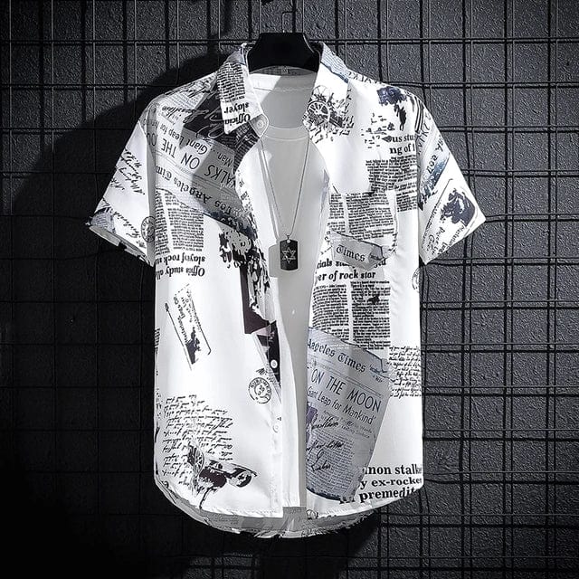 Quentin Newspaper Print Shirt Casual Modern Style Ideal For Su Oliver Harrison London