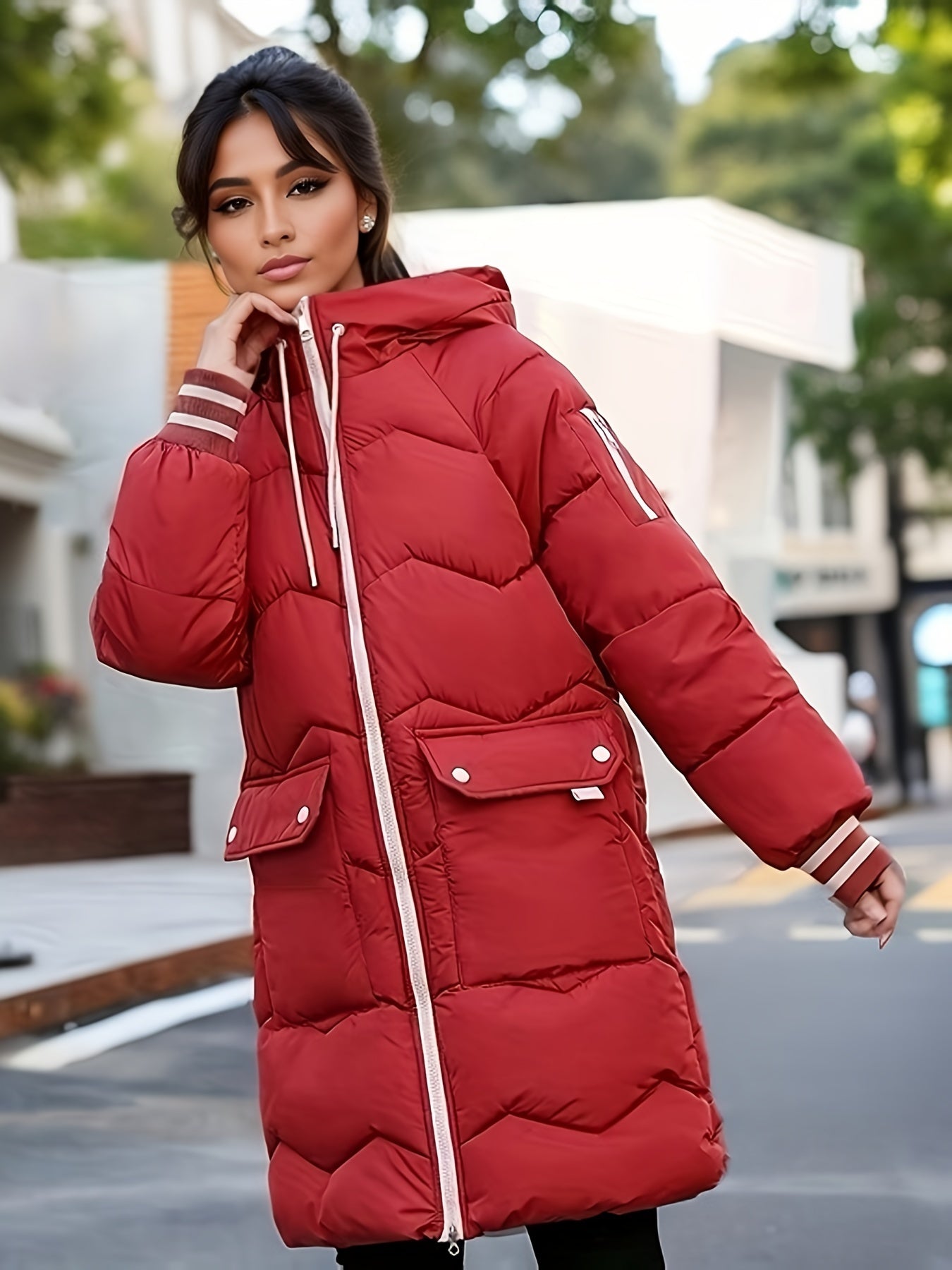 Stylish Warm Puffer Winter Jacket with Hood for Women Perfect for Outdoor Activities