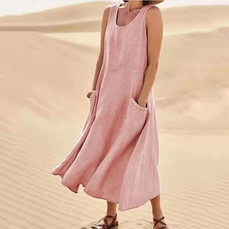 Variant image for Women's Casual Breathable Linen Dress with Flattering Cut-25