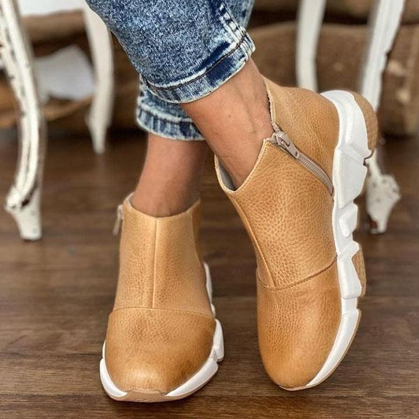 Vegan leather fashion ankle boots