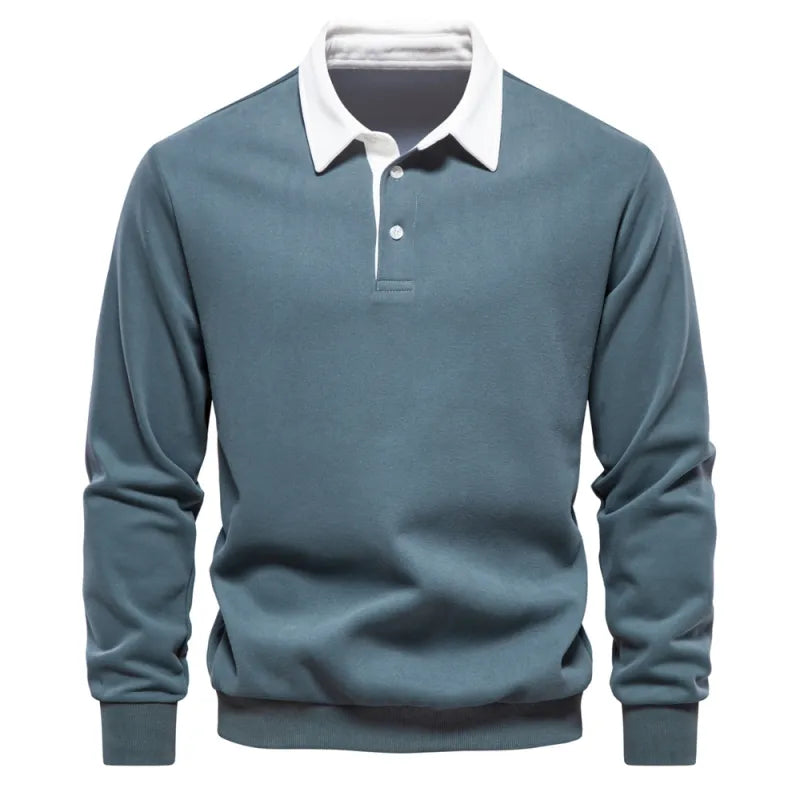Men's Casual Polo Knitted Sweater with Buttoned Collar | Ideal for Autumn/Winter