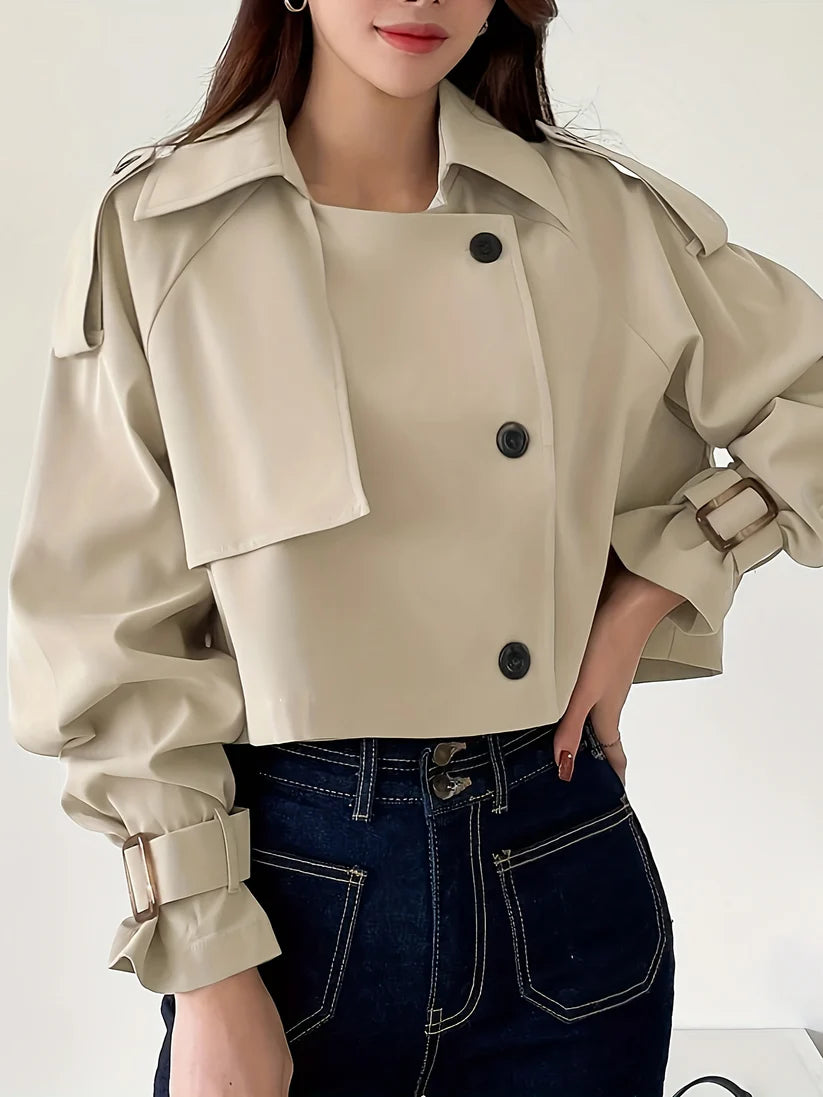 Elegant Trench Coat with Button Decor for Women | Ideal for Autumn