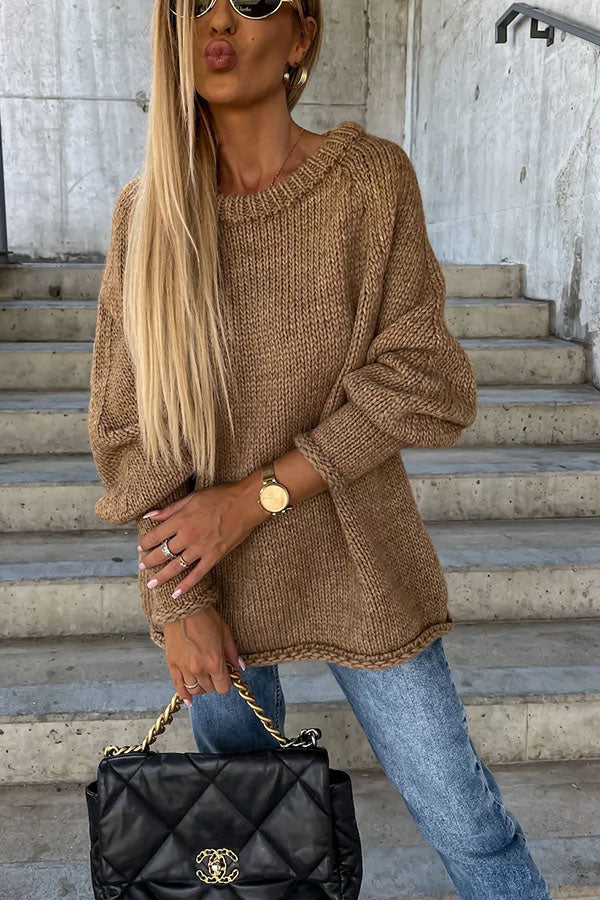 Women's Oversized Wide Neck Knitted Jumper | Ideal for Autumn/Winter