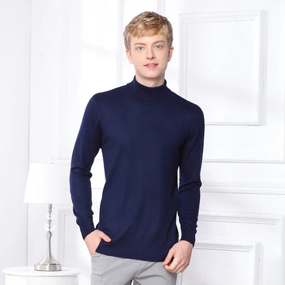 Men's Casual Warm Knitted Long Sleeve Turtleneck Sweater | Ideal for Autumn/Winter