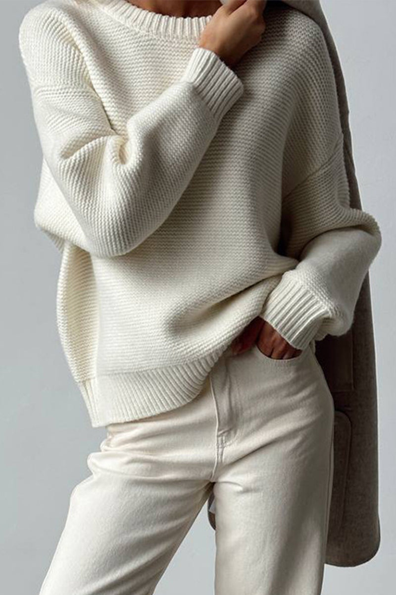 Women's Fashionable Plain White Cashmere Jumper | Ideal for Autumn/Winter