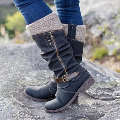 Casual Knee High Vegan Leather Winter Snow Boots for Women | Perfect for Winter