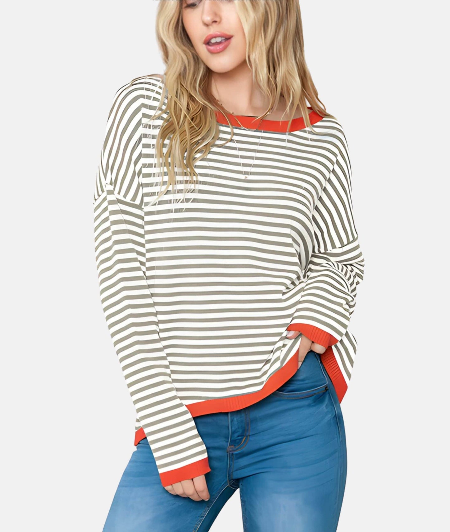 Lenore - Striped Drop-Shoulder Sweater - Casual - Modern Style - Everyday Wear