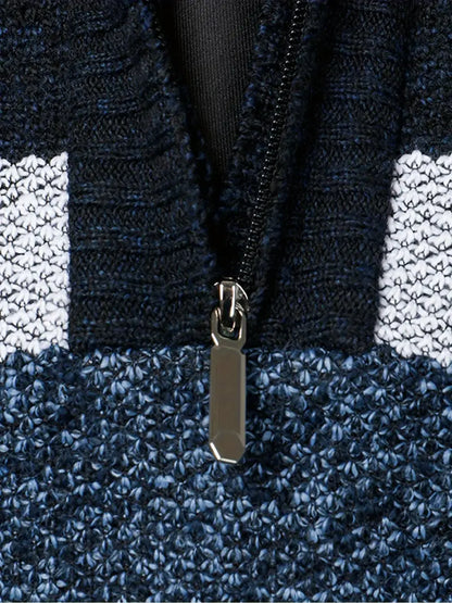 Men's Elegant Navy Blue Zip Jumper with Modern Style | Ideal for Autumn/Winter