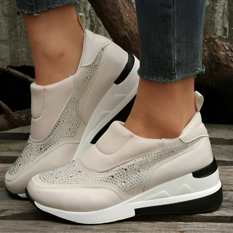 Beige, black, white