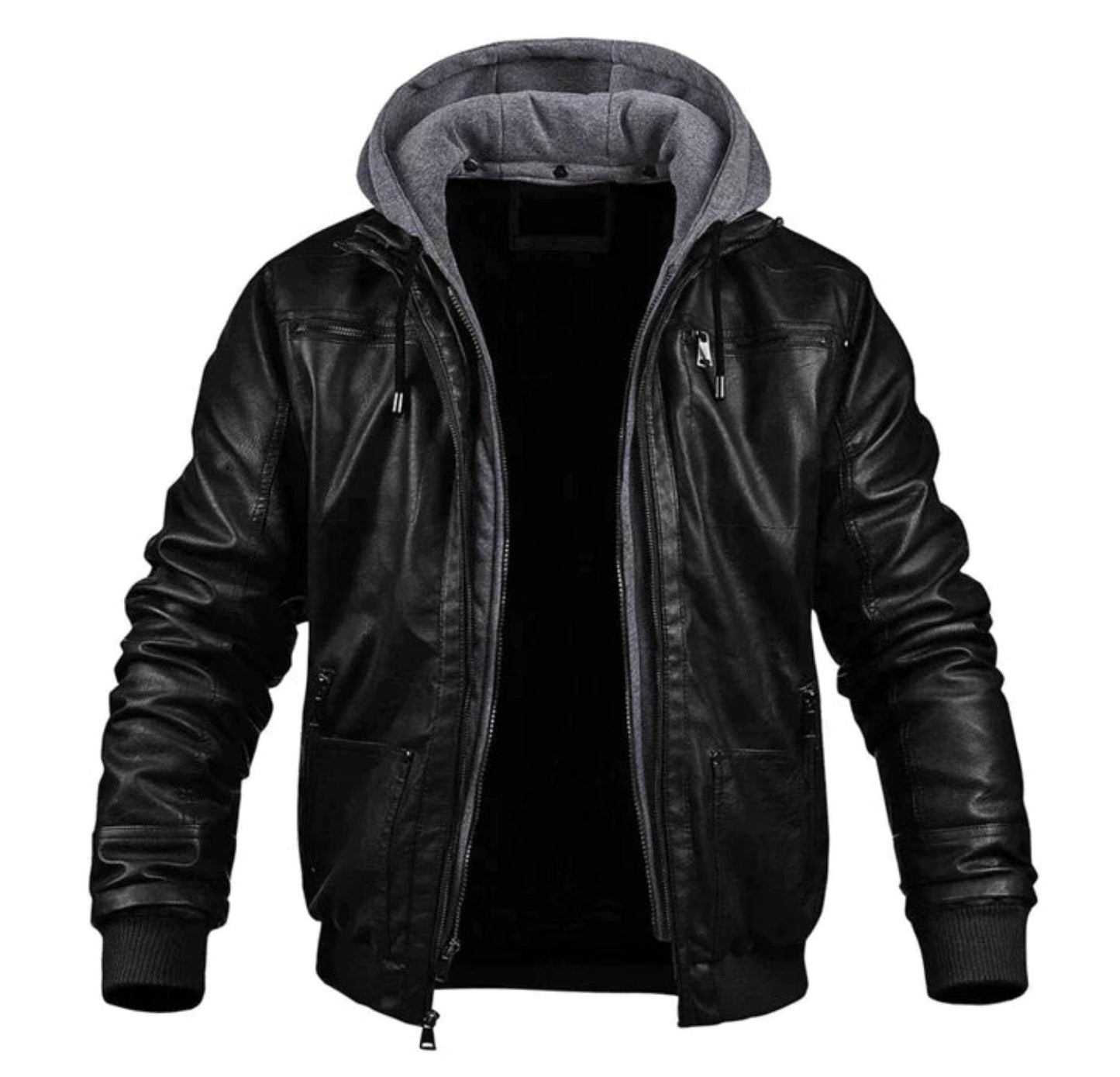 Sebastian - Leather Jacket with Hood - Chic - Fashionable - Ideal for Fall/Winter