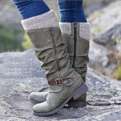 Casual Knee High Vegan Leather Winter Snow Boots for Women | Perfect for Winter