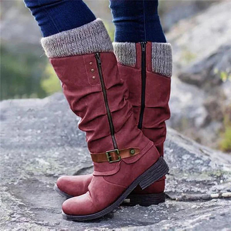 Casual Knee High Vegan Leather Winter Snow Boots for Women | Perfect for Winter