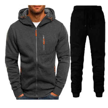 Men's Full Zip Casual Hooded Tracksuit with Jacket & Joggers Tracksuit Set | Perfect for Casual Days