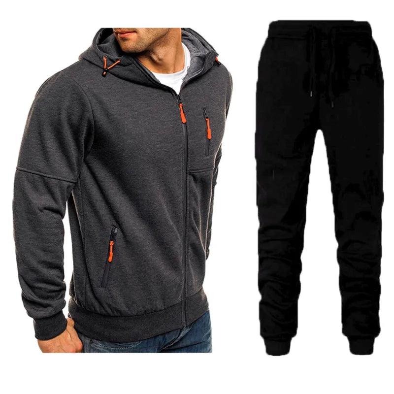 Men's Full Zip Casual Hooded Tracksuit with Jacket & Joggers Tracksuit Set | Perfect for Casual Days