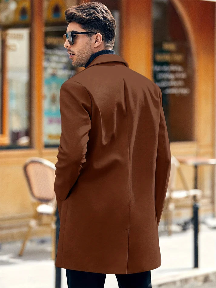 Casual Midlength Button Down Trench Coat for Men | Ideal for All Seasons