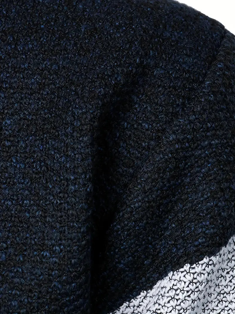 Men's Elegant Navy Blue Zip Jumper with Modern Style | Ideal for Autumn/Winter