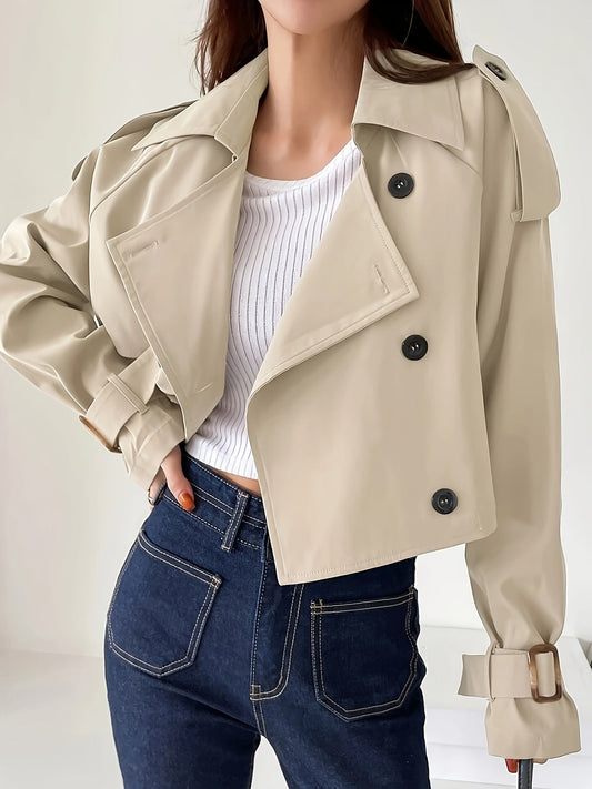 Women's Casual Short Double-Breasted Trench Coat | Ideal for Autumn/Winter