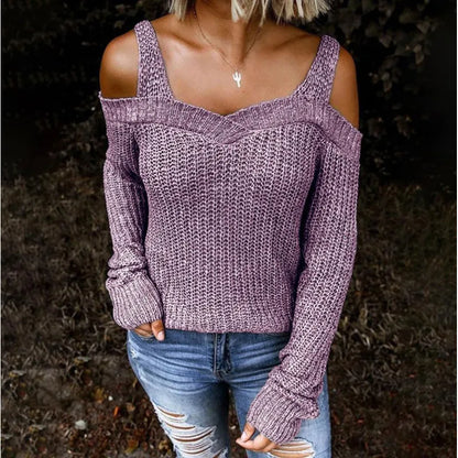 Women's Elegant Solid Jumper with Long Sleeves and Cut-Out Detail | Ideal for Autumn/Winter