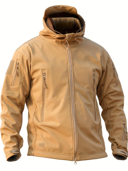 Tactical Fleece Soft Shell Hooded Outdoorjacket With Multiple Zipper Pockets For Men | Perfect for Outdoor Activities