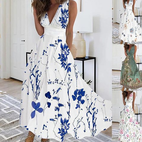 Autumn - Elegant Maxi Dress - for Women | Timeless Floral Design and Adjustable Fit