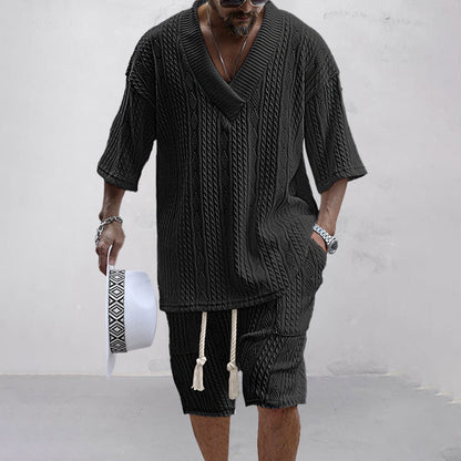 Eamon - Knitted Shirt and Shorts Set - Casual - Modern Style - Everyday Wear