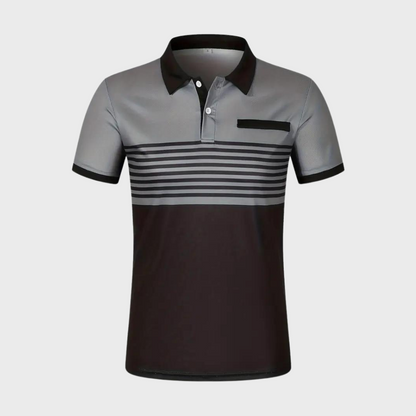 Alfred - Color Block and Stripe Polo Shirt - Casual - High Quality Timeless Style - Everyday Use