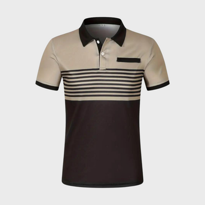 Alfred - Color Block and Stripe Polo Shirt - Casual - High Quality Timeless Style - Everyday Use