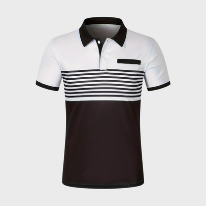 Alfred - Color Block and Stripe Polo Shirt - Casual - High Quality Timeless Style - Everyday Use