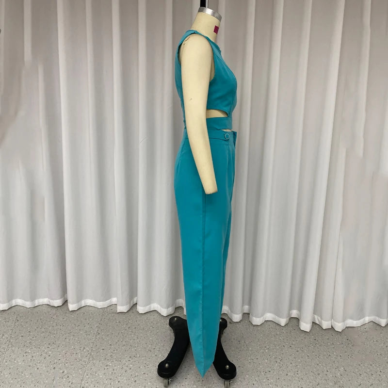 Kessia - Elegant Crop Top and High-Waisted Pants Set for Women