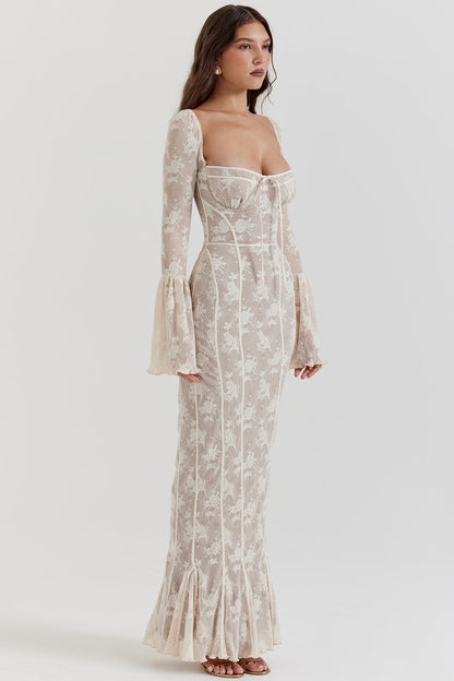 Rosa - Elegant Dotted Lace Evening Dress for Women