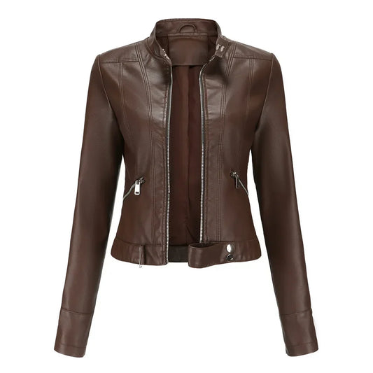 Vintage Elegant Faux Leather Biker Jacket for Women | Perfect for Everyday Wear