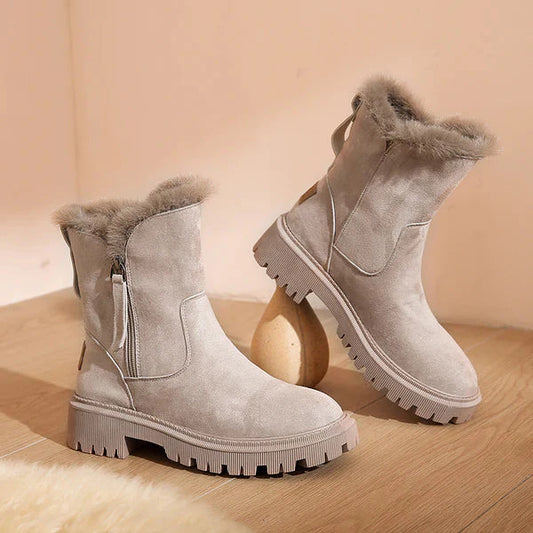 Casual Flat Ankle Boots with Zipper and Vegan Fur for Women | Comfortable Everyday Wear for Women