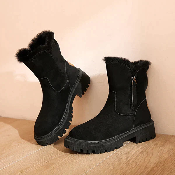 Casual Flat Ankle Boots with Zipper and Vegan Fur for Women | Comfortable Everyday Wear for Women