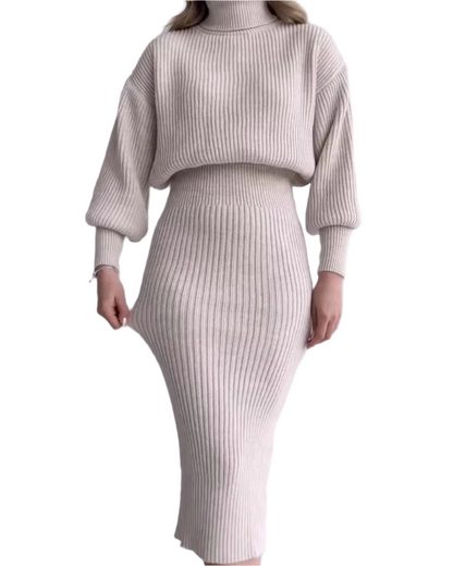 Cleo - Ribbed Sweater Dress - Chic/Elegant - Tailored Fit - Ideal for Fall/Winter